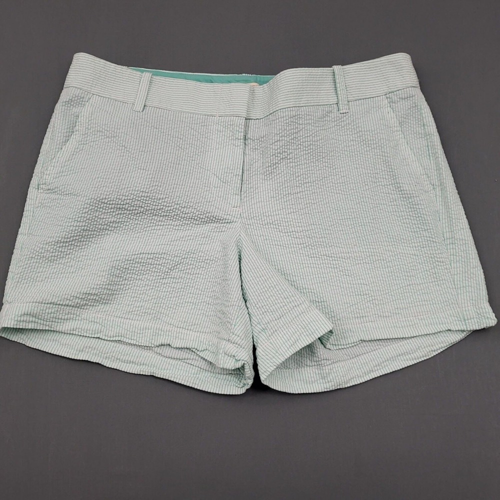 J.Crew Womens Mint Green White Seersucker Striped Shorts Size 10 Style 81616